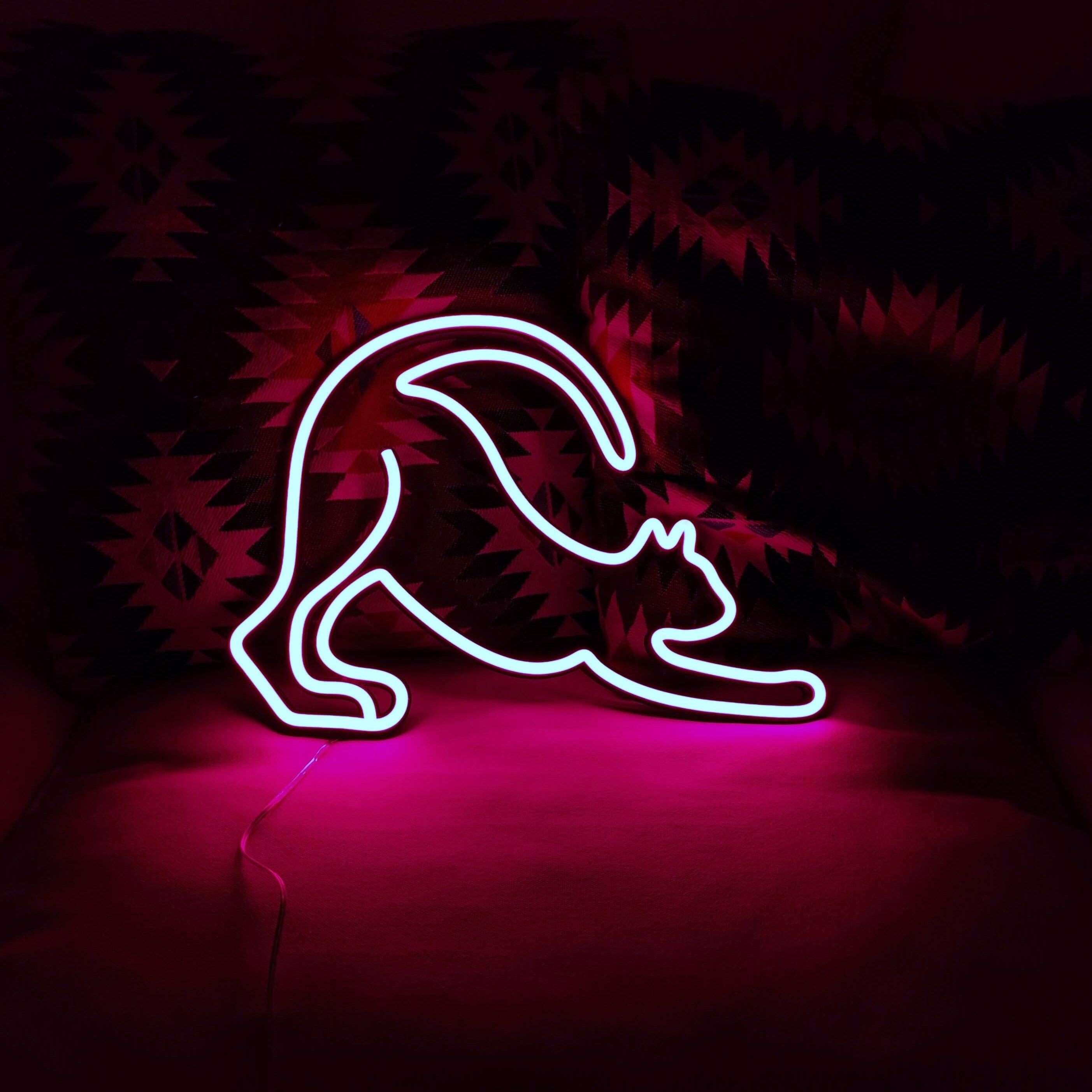 Przeciągający się Kot Neon LED