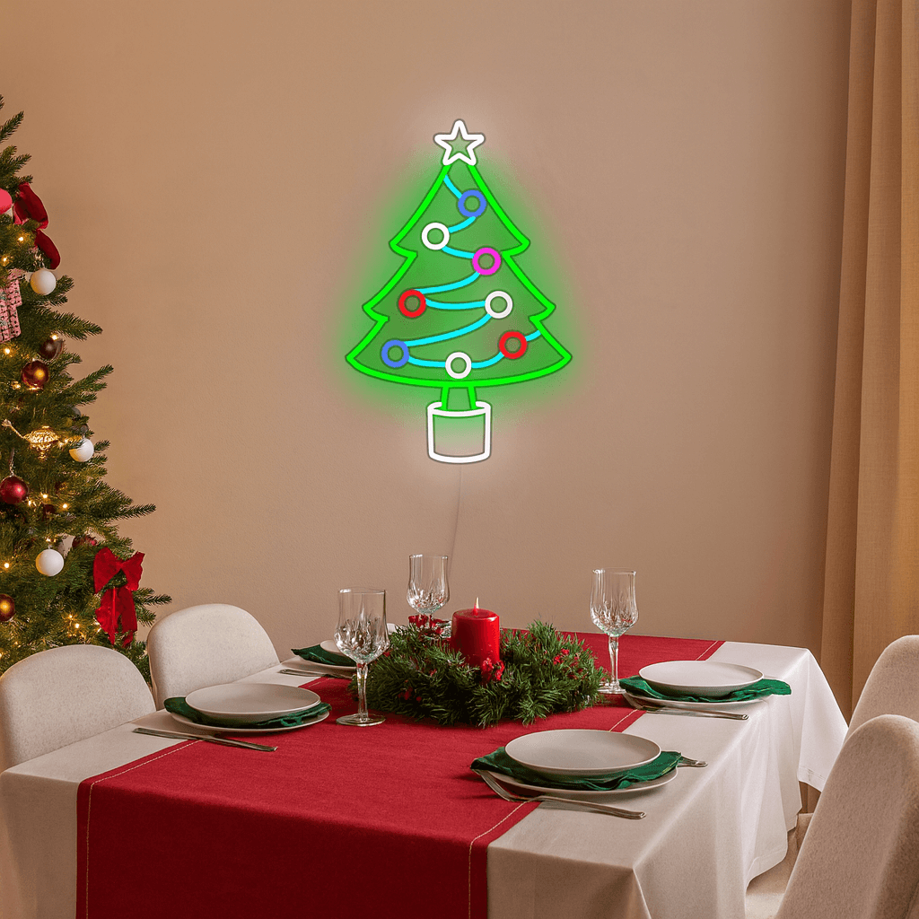 Choinka Z Bombkami Neon LED