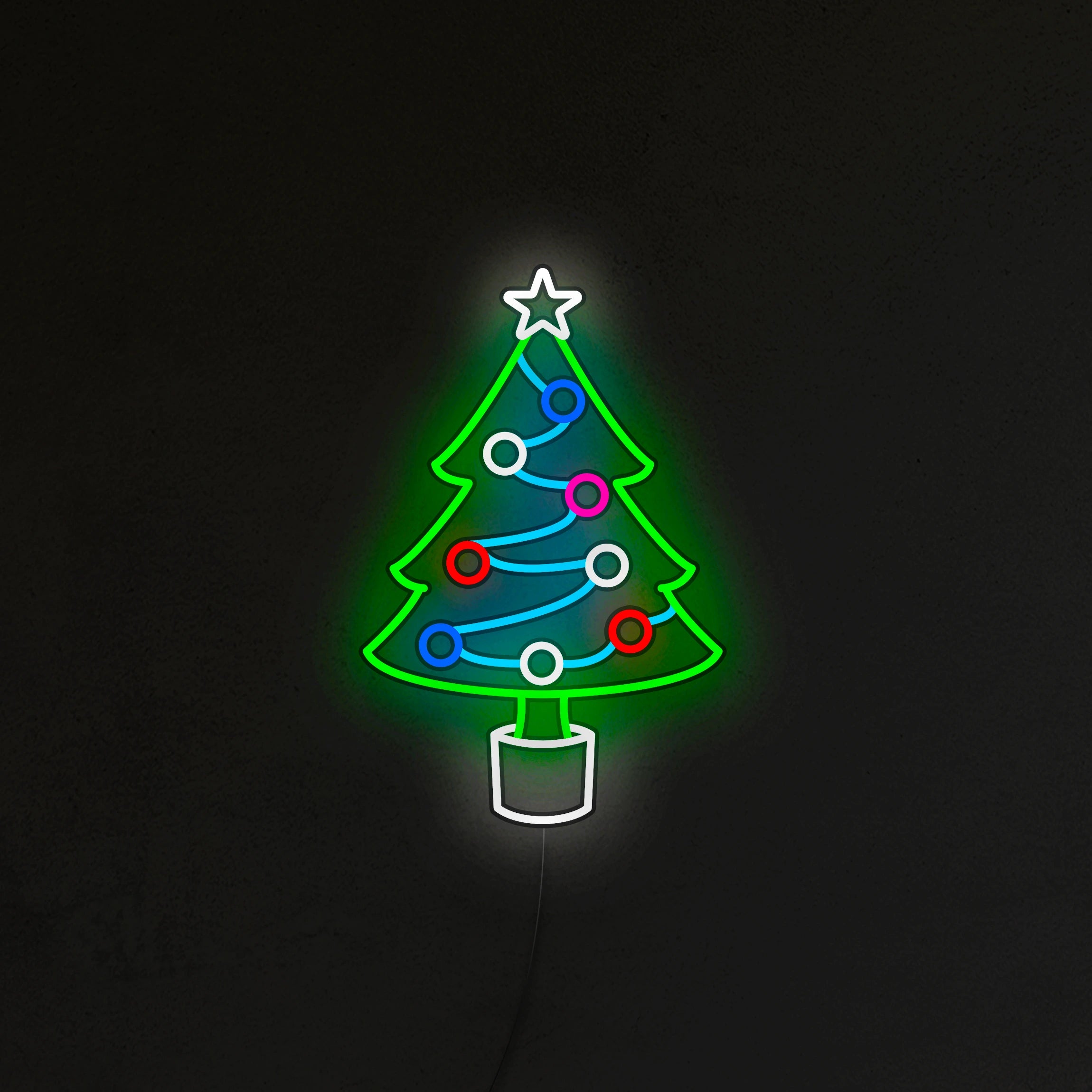 Choinka Z Bombkami Neon LED