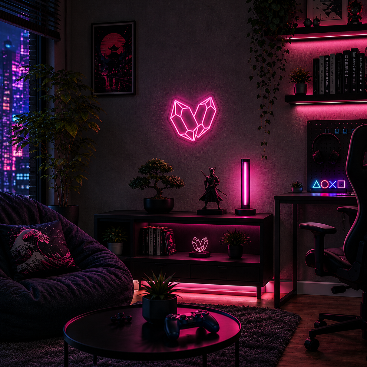 Kryształowe Serce Neon LED